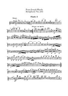 Symphony No.103 in E Flat Major 'Drum Roll', Hob.I/103: Flutes I-II parts by Joseph Haydn