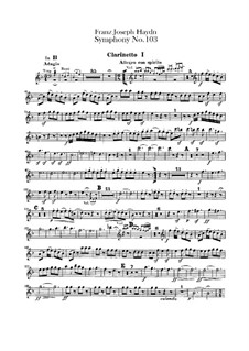 Symphony No.103 in E Flat Major 'Drum Roll', Hob.I/103: Clarinets I-II parts by Joseph Haydn