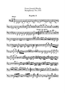 Symphony No.103 in E Flat Major 'Drum Roll', Hob.I/103: Bassoons I-II parts by Joseph Haydn