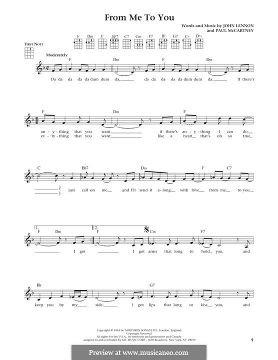 From Me to You (The Beatles): For ukulele by John Lennon, Paul McCartney