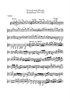 Symphony No.103 in E Flat Major 'Drum Roll', Hob.I/103: Violin I part by Joseph Haydn