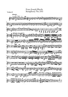 Symphony No.103 in E Flat Major 'Drum Roll', Hob.I/103: Violin II part by Joseph Haydn