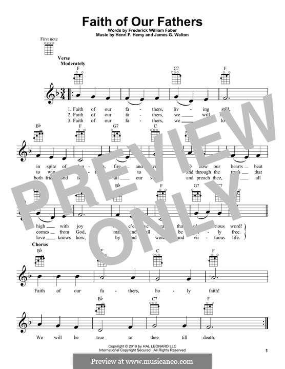 Faith of Our Fathers: For ukulele by Henri F. Hemy, James G. Walton