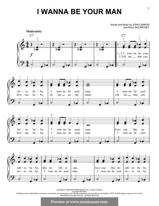 I Wanna Be Your Man (The Beatles): For easy piano by John Lennon, Paul McCartney