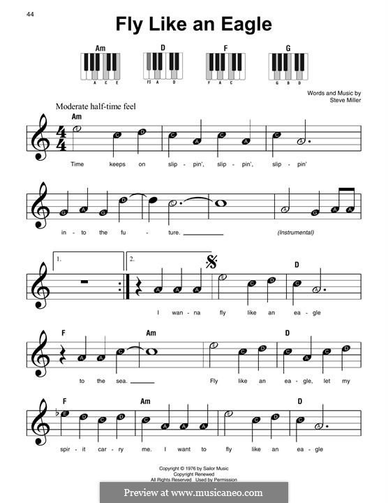 Fly Like an Eagle (Steve Miller Band): For easy piano by Steve Miller