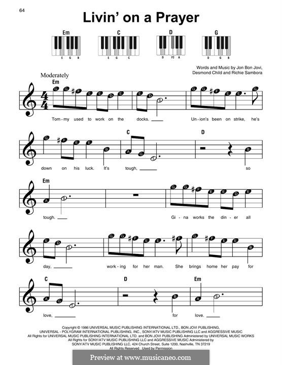 Instrumental version: For easy piano by Desmond Child, Jon Bon Jovi, Richie Sambora