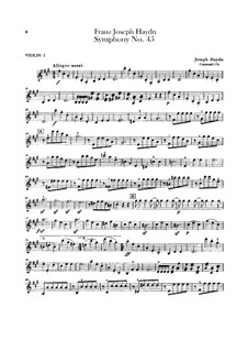 Symphony No.45 in F Sharp Minor 'Farewell', Hob.I/45: Violin I part by Joseph Haydn