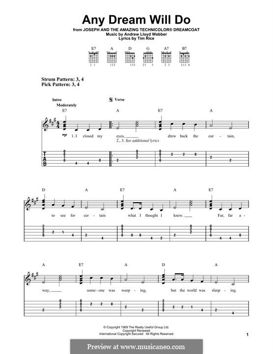 Any Dream Will Do: For guitar by Andrew Lloyd Webber