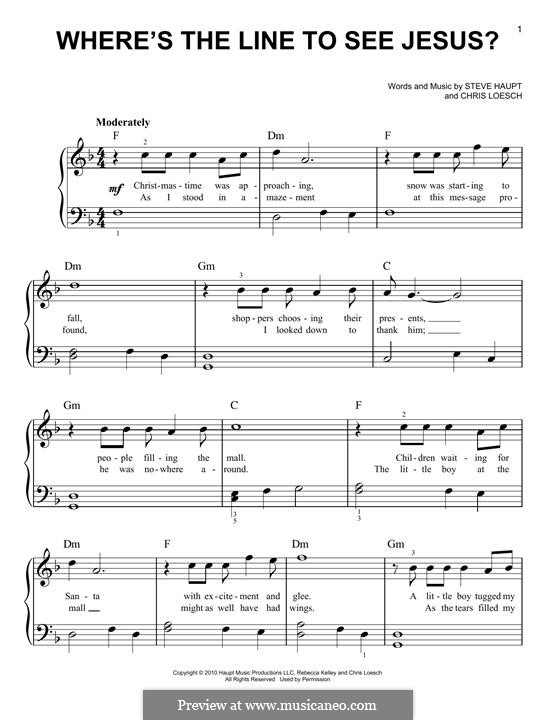 Where's the Line to See Jesus?: For easy piano by Steve Haupt, Chris Loesch