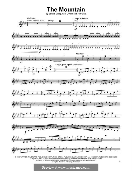 The Mountain (Trans-Siberian Orchestra): For violin by Edvard Grieg, Paul O'Neill, Jon Oliva