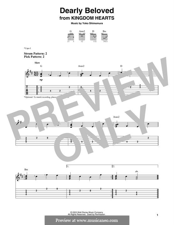 Dearly Beloved (from Kingdom Hearts): For guitar by Yoko Shimomura