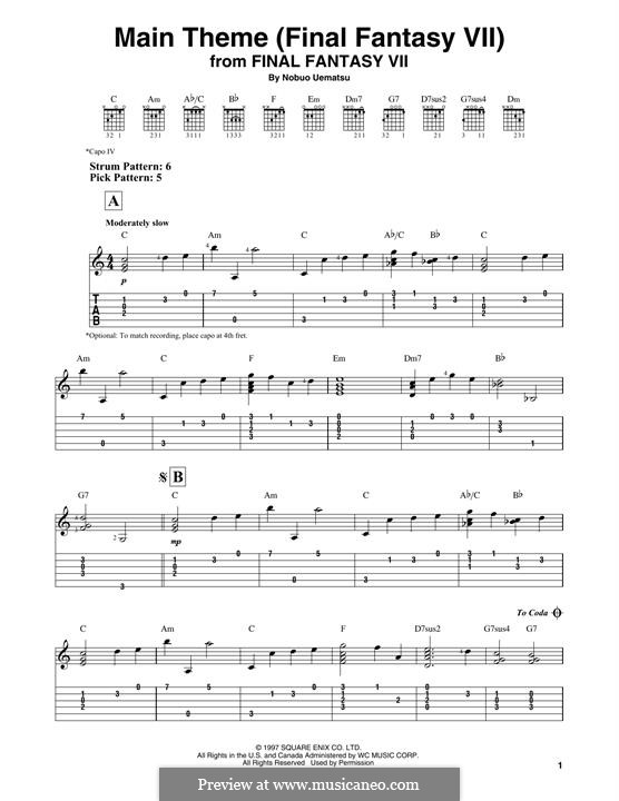 Final Fantasy VII (Main Theme): For guitar by Nobuo Uematsu