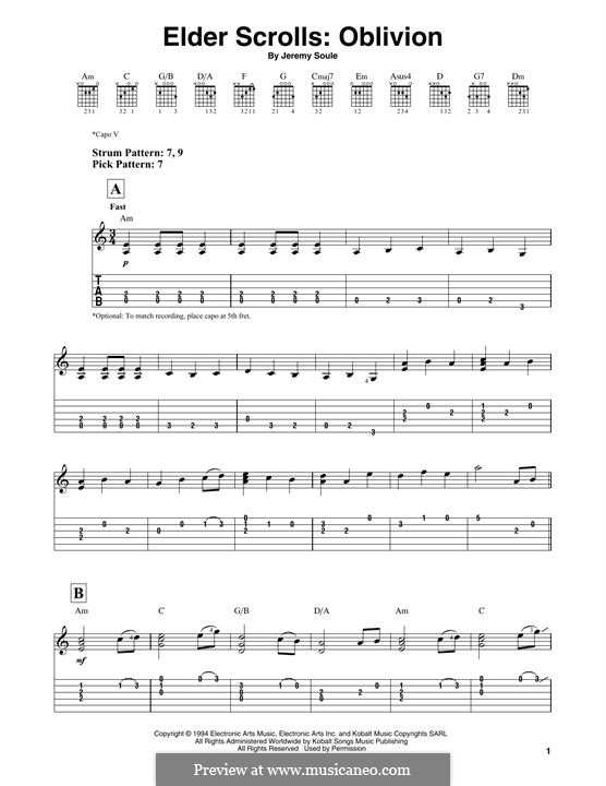 Elder Scrolls: Oblivion: For guitar by Jeremy Soule