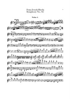 Symphony No.85 in B Flat Major 'The Queen', Hob.I/85: Violin I part by Joseph Haydn
