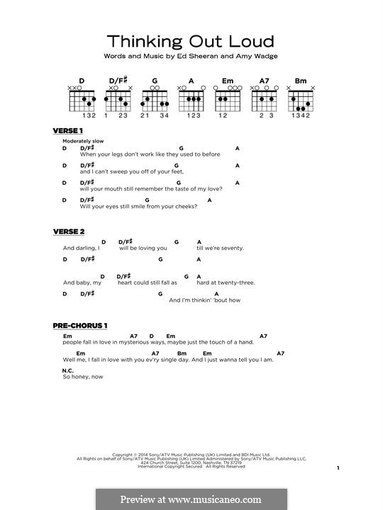 Thinking Out Loud: For guitar by Ed Sheeran, Amy Wadge