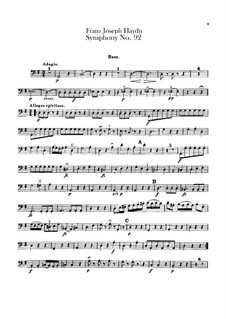 Symphony No.92 in G Major 'Oxford', Hob.I/92: Double bass part by Joseph Haydn