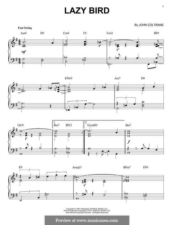 Lazy Bird (Pat Martino): For piano by John Coltrane