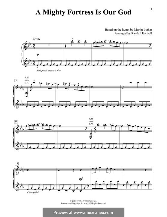 A Mighty Fortress Is Our God: For piano by Martin Luther