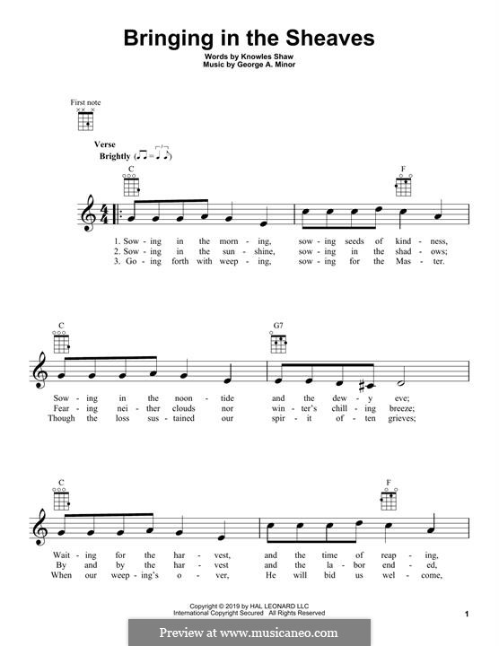 Bringing in the Sheaves: For ukulele by George Minor