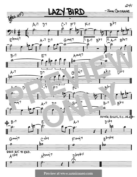 Lazy Bird (Pat Martino): Melody line by John Coltrane