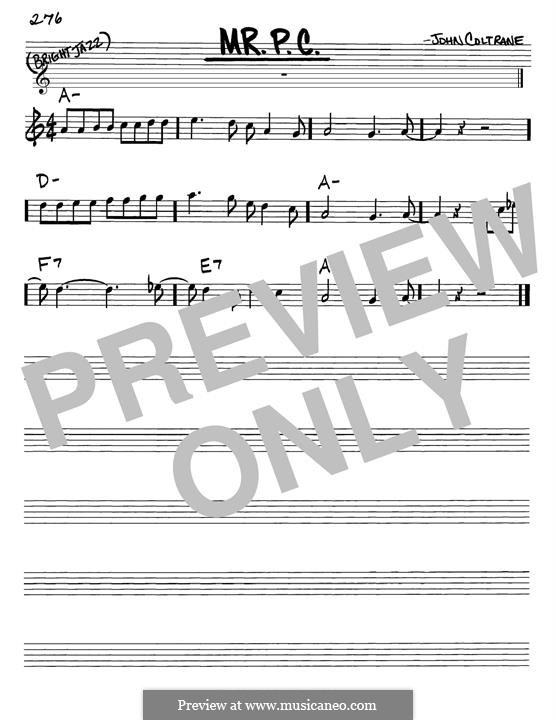 Mr. P.C.: Melody line by John Coltrane