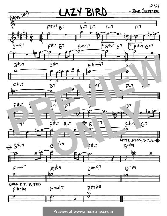 Lazy Bird (Pat Martino): Melody line by John Coltrane