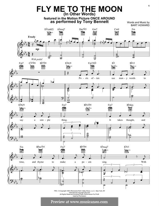 Fly Me To The Moon In Other Words By B Howard Sheet Music On Musicaneo