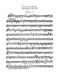 Symphony No.99 in E Flat Major, Hob.I/99: Horns I-II parts by Joseph Haydn