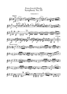 Symphony No.99 in E Flat Major, Hob.I/99: Violin I part by Joseph Haydn