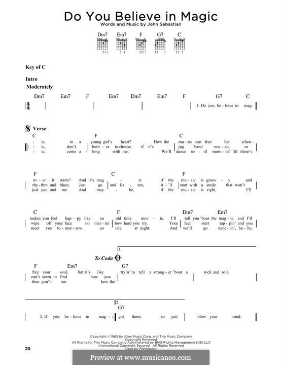 Do You Believe In Magic (The Lovin' Spoonful): For guitar by John B. Sebastian