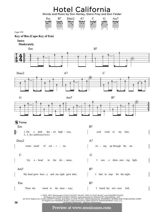 Hotel California (The Eagles): For guitar by Don Felder, Don Henley, Glen Frey