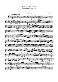 Symphony No.44 in E Minor 'Mourning', Hob.I/44: Violin I part by Joseph Haydn