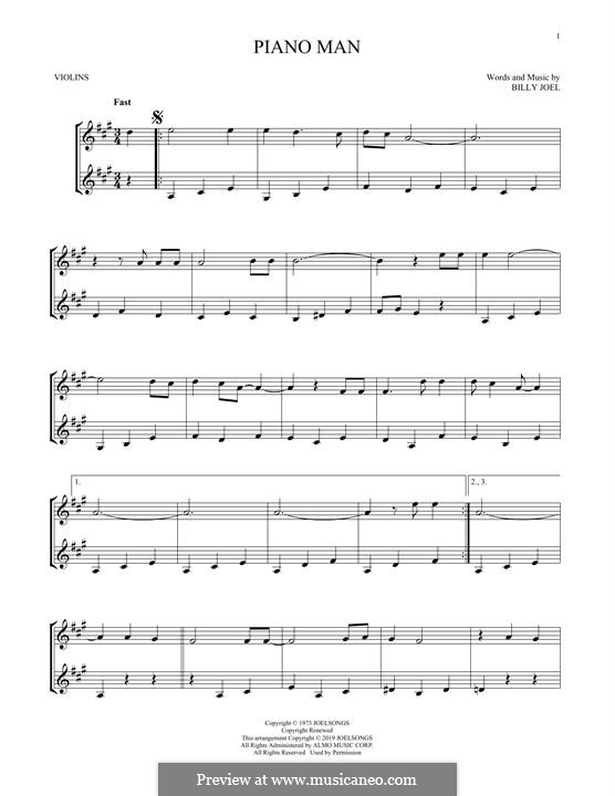 Piano Man: For violin by Billy Joel