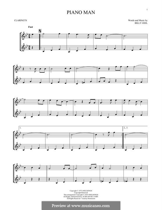 Piano Man: For clarinet by Billy Joel
