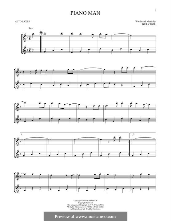 Piano Man: For alto saxophone by Billy Joel