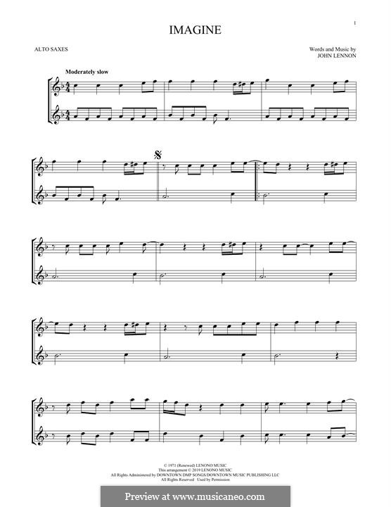 Imagine: For alto saxophone by John Lennon