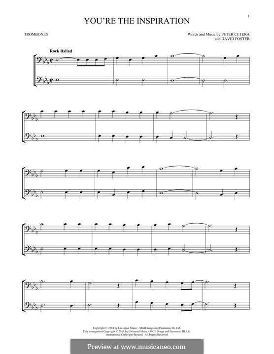 You're the Inspiration (Chicago): For two trombones by David Foster, Peter Cetera
