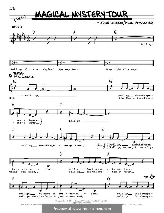 Magical Mystery Tour (The Beatles): Melody line (jazz version) by John Lennon, Paul McCartney