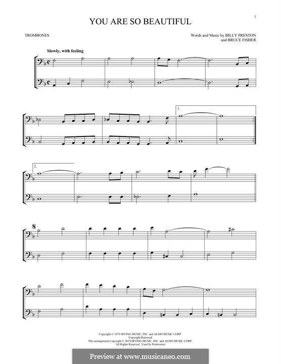 You Are So Beautiful (Joe Cocker): For two trombones by Billy Preston, Bruce Fisher