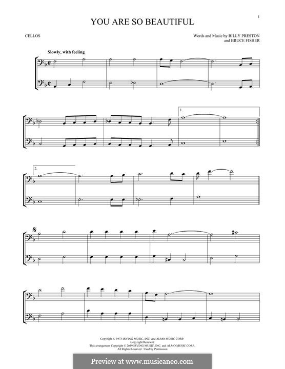 You Are So Beautiful (Joe Cocker): For two cellos by Billy Preston, Bruce Fisher