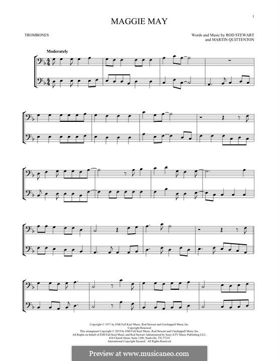 Maggie May: For two trombones by Martin Quittenton, Rod Stewart
