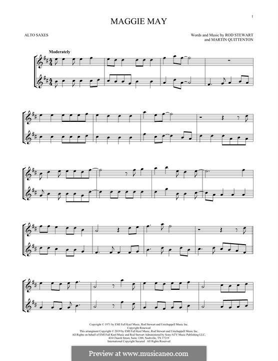 Maggie May: For two alto saxophones by Martin Quittenton, Rod Stewart