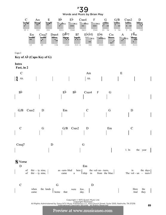 '39 (Queen): For guitar by Brian May