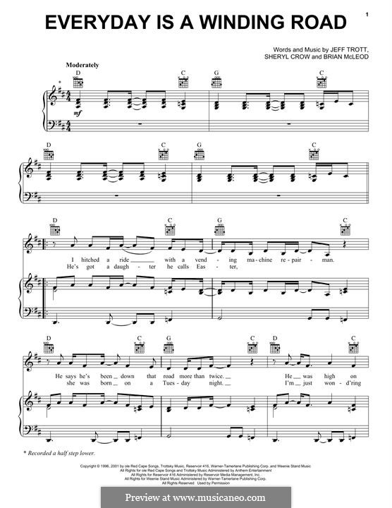 Everyday Is A Winding Road by S. Crow sheet music on MusicaNeo