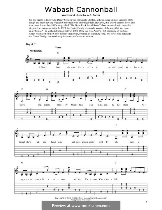 wabash cannonball tab notes for guitar wabash cannonball tab notes for guitar