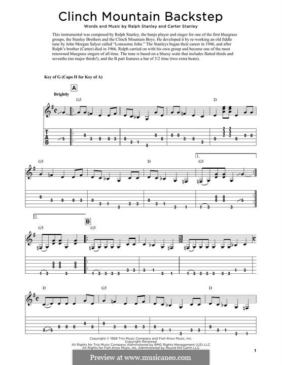 Clinch Mountain Backstep: For guitar by Carter Stanley, Ralph Stanley