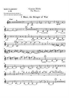 Complete Suite: Bass clarinet part by Gustav Holst