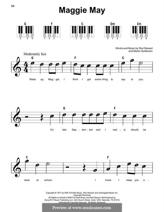 Maggie May: For easy piano by Martin Quittenton, Rod Stewart