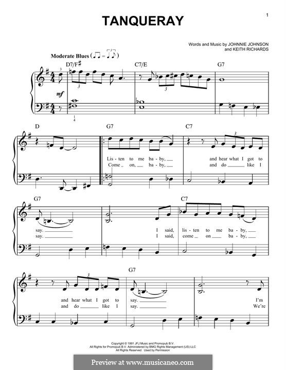 Tanqueray: For easy piano by Keith Richards, Johnnie Johnson