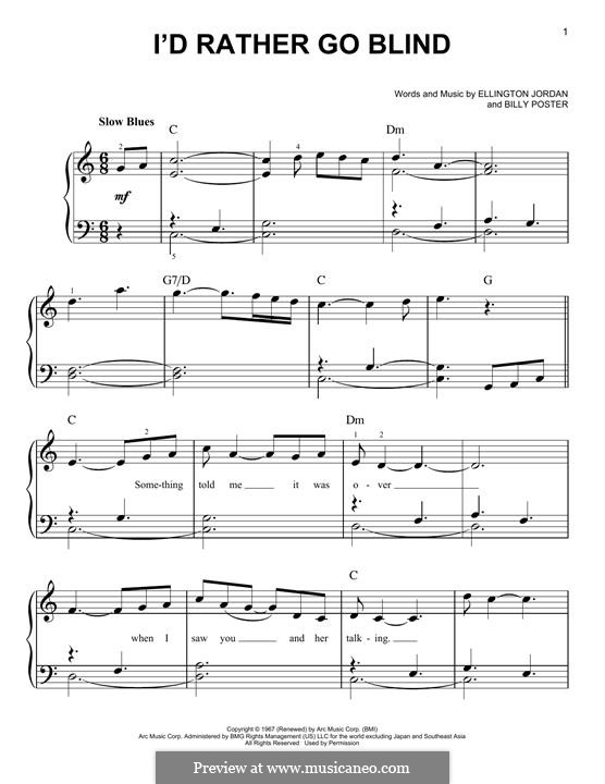 I'd Rather Go Blind (Etta James): For easy piano by Billy Foster, Donto Foster, Ellington Jordan